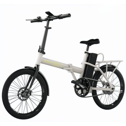 Bicicleta eléctrica Flexy La bicicleta eléctrica plegable es perfecta para desplazamientos urbanos y aventuras al aire libre. Con una autonomía de 35 km, puedes recorrer grandes distancias sin preocuparte por la batería. Sus ruedas de 20" ofrecen gra